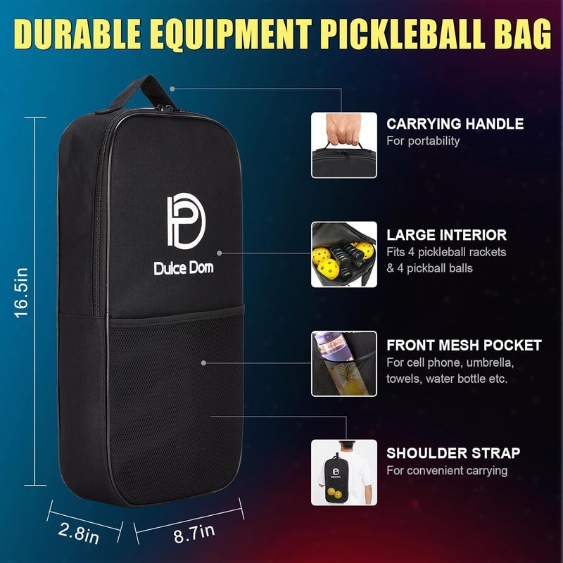 DULCE DOM Pickleball Paddles Set of 2/4 - USAPA Approved, 4 Indoor Outdoor Pickleball Balls, Fiberglass Surface Paddle Racket with Cover Bag, Ideal Training Equipment Gift for Men & Women - Image 5